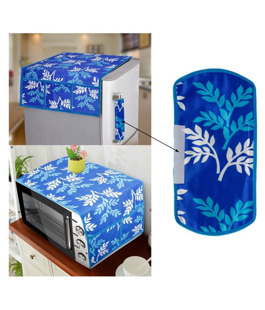 E-Retailer Set of 3 Polyester Blue Fridge Top Cover E-Retailer Set of 3 Polyester Blue Fridge Top Cover