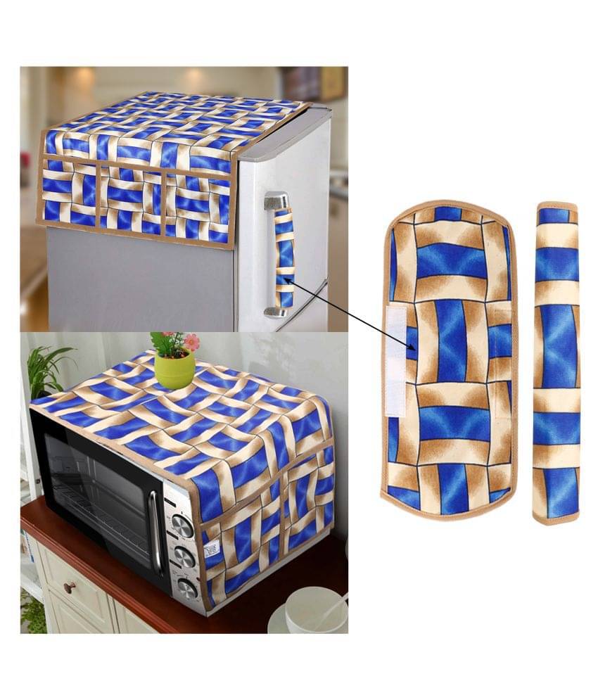 E-Retailer Set of 4 Polyester Blue Fridge Top Cover E-Retailer Set of 4 Polyester Blue Fridge Top Cover