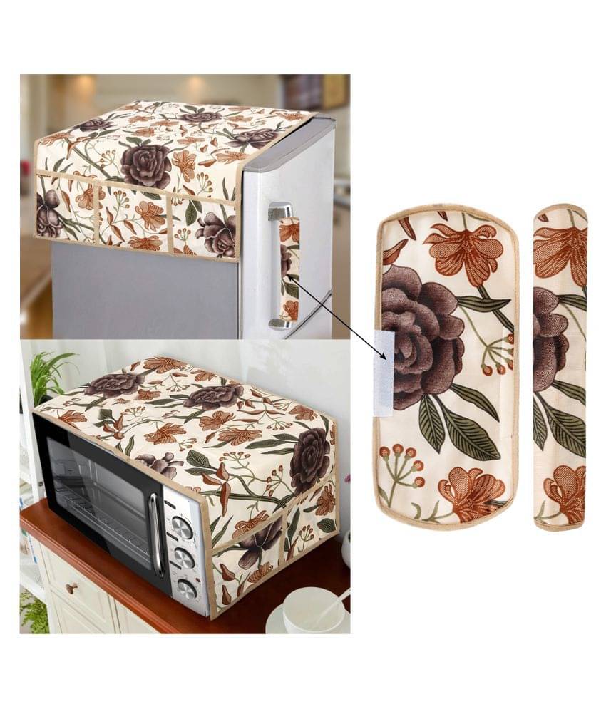     			E-Retailer Set of 4 Polyester Brown Fridge Top Cover