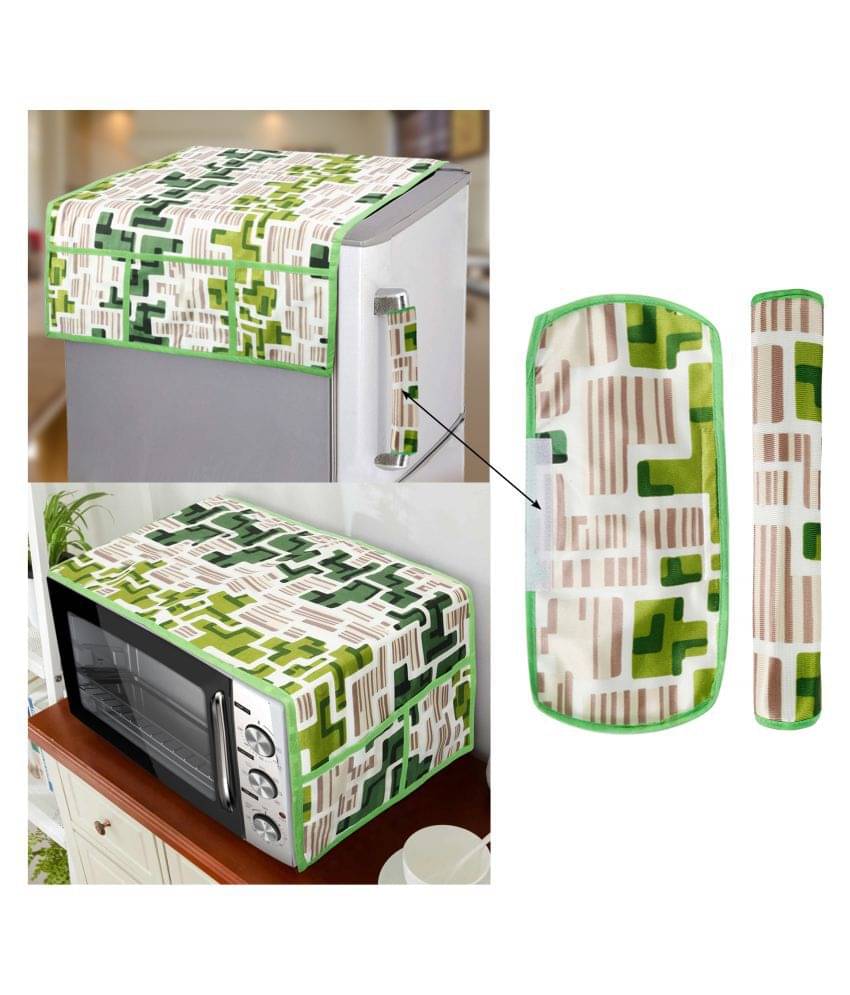 E-Retailer Set of 4 Polyester Green Fridge Top Cover E-Retailer Set of 4 Polyester Green Fridge Top Cover