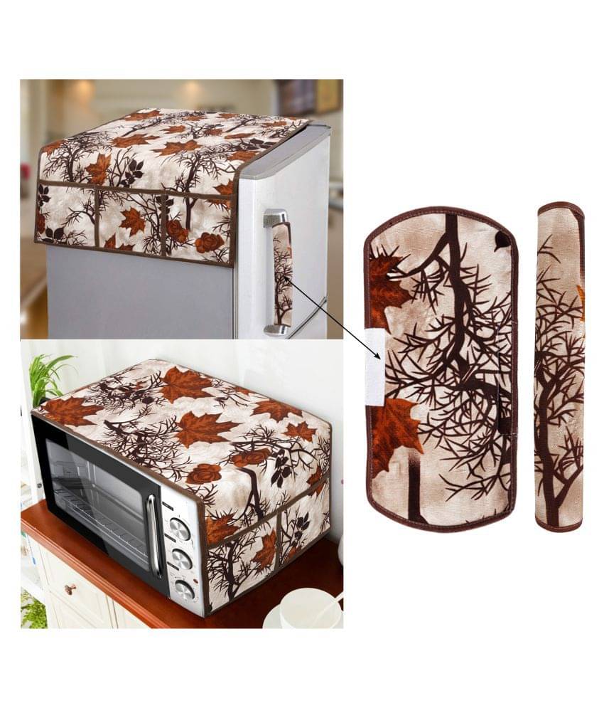 E-Retailer Set of 4 Polyester Brown Fridge Top Cover E-Retailer Set of 4 Polyester Brown Fridge Top Cover