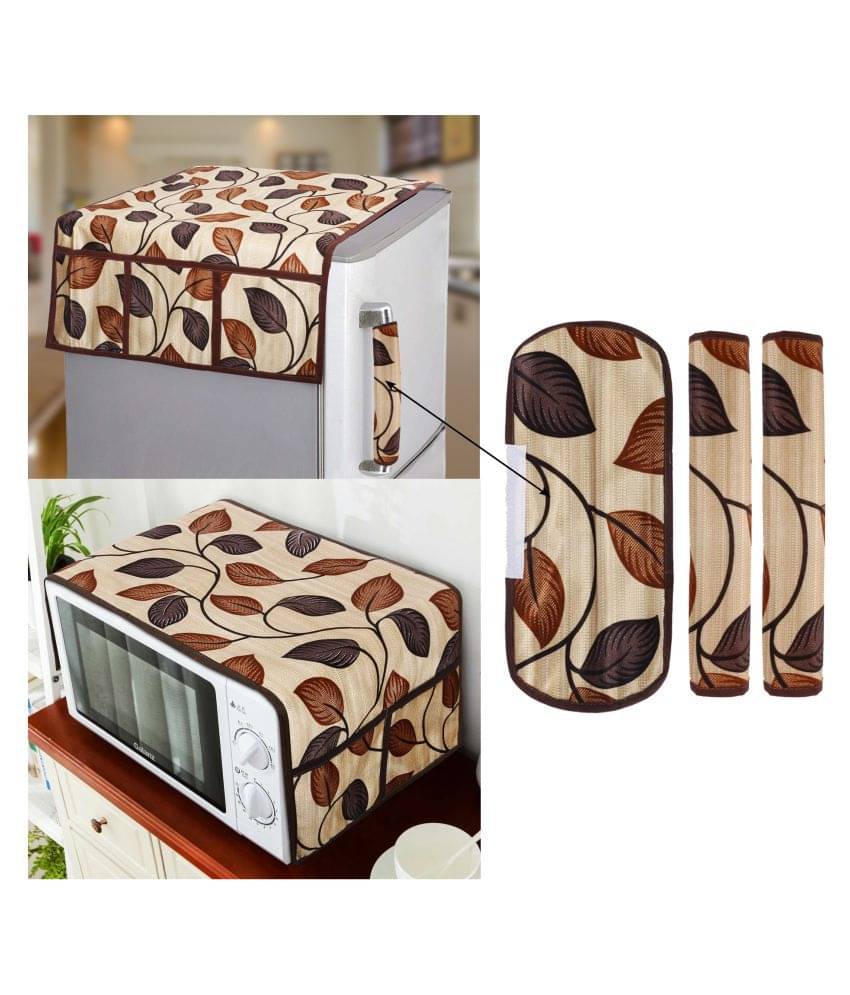 E-Retailer Set of 5 Polyester Brown Fridge Top Cover E-Retailer Set of 5 Polyester Brown Fridge Top Cover