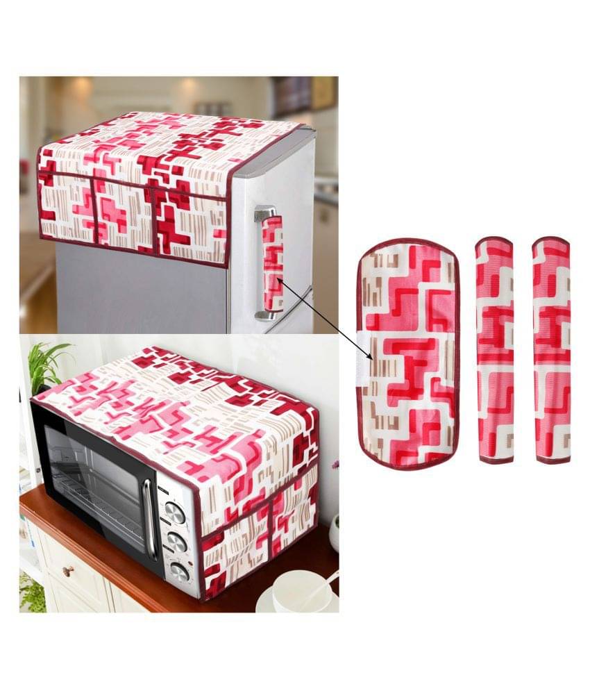     			E-Retailer Set of 5 Polyester Red Fridge Top Cover