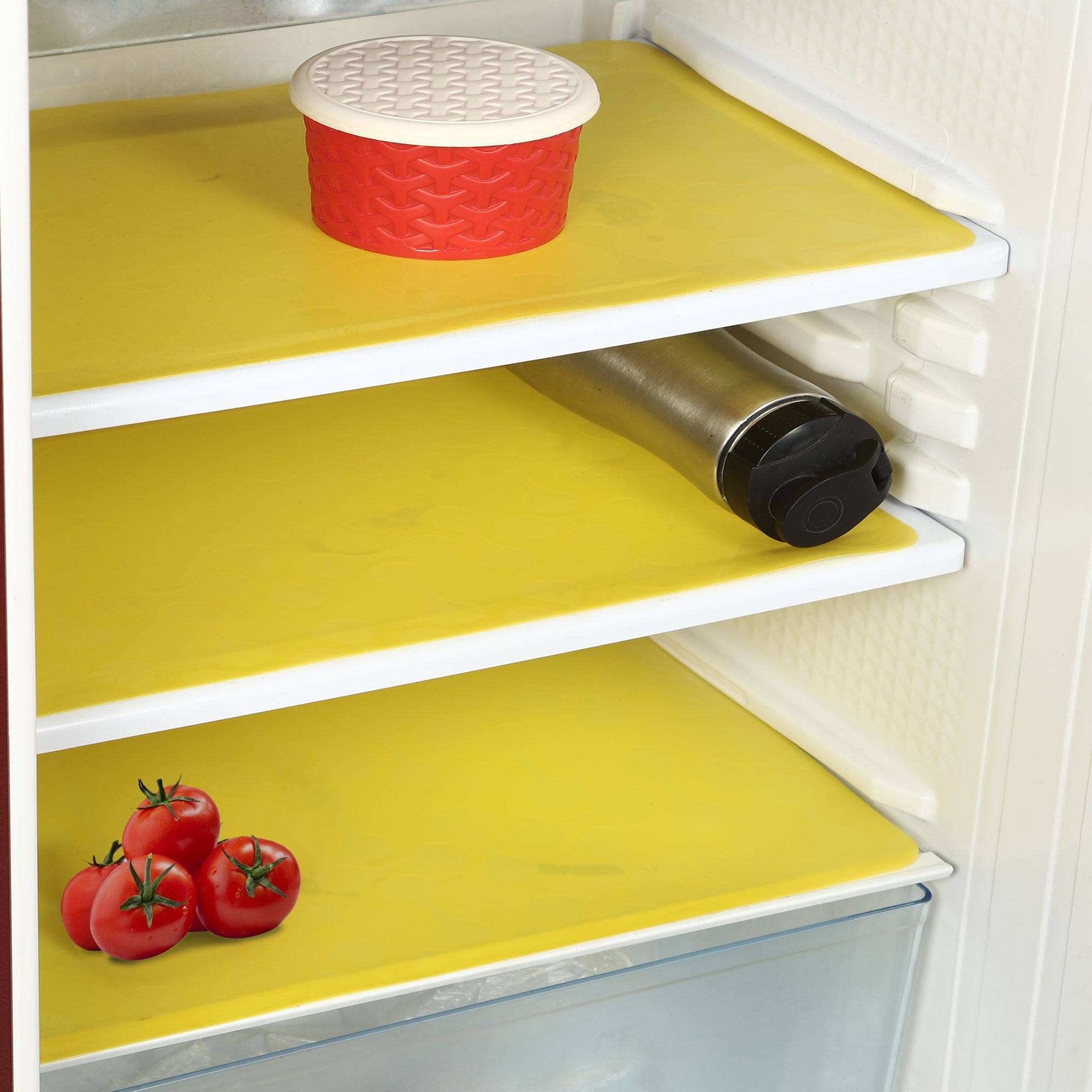E-Retailer Set of 6 PVC Yellow Fridge Mats E-Retailer Set of 6 PVC Yellow Fridge Mats