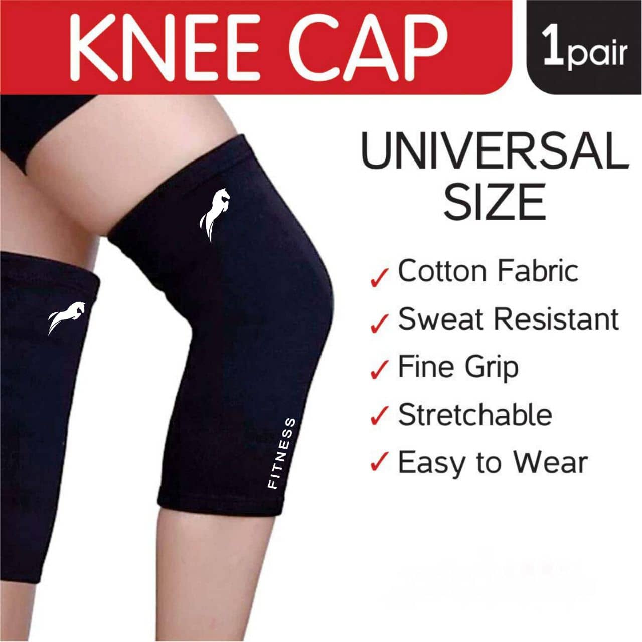Just rider Compression Knee Cap Brace Sleeve Support Cotton - Sports and Fitness Equipment | Buy online on ZillyBuy