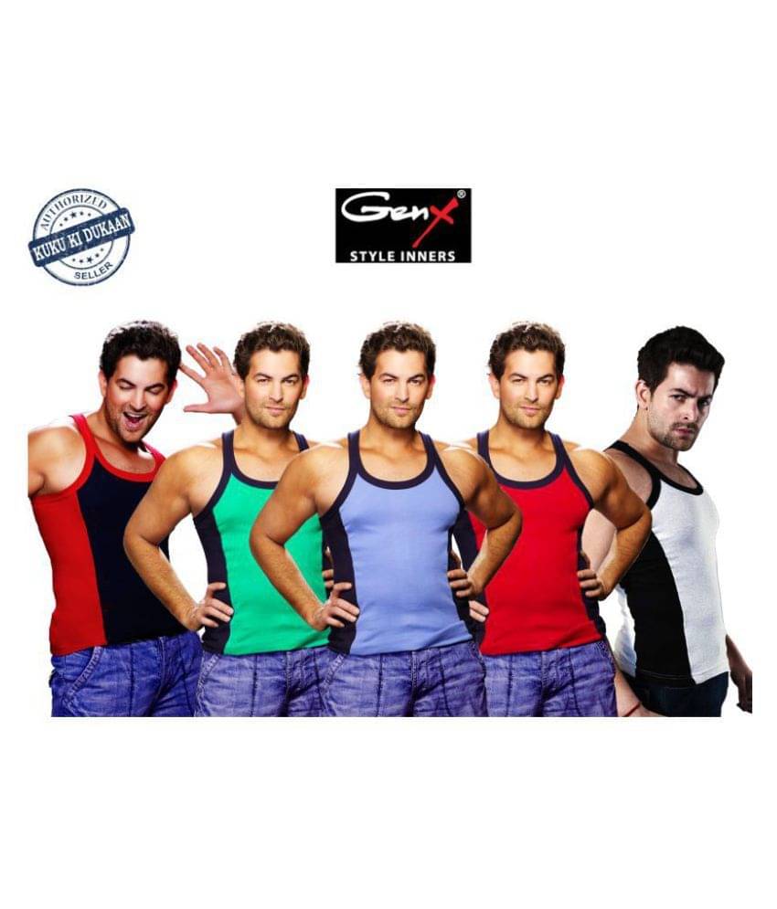     			Genx Multi Sleeveless Vests Pack of 5