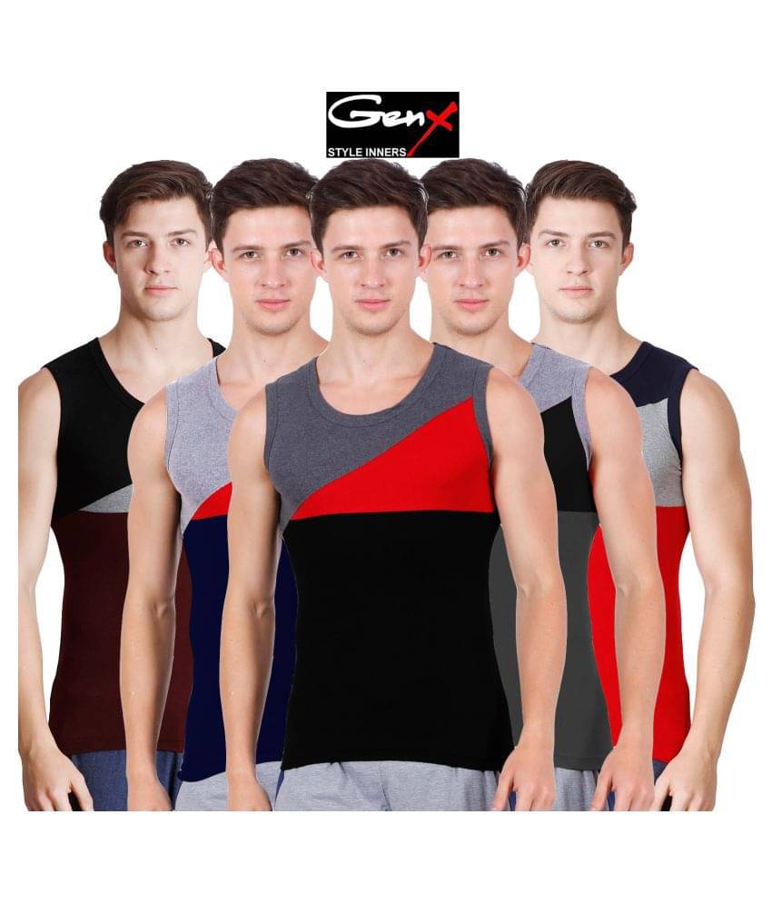 Genx Multi Sleeveless Vests Pack of 5 Genx Multi Sleeveless Vests Pack of 5