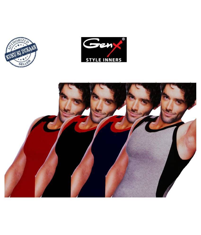 Genx Multi Sleeveless Vests Pack of 4 Genx Multi Sleeveless Vests Pack of 4
