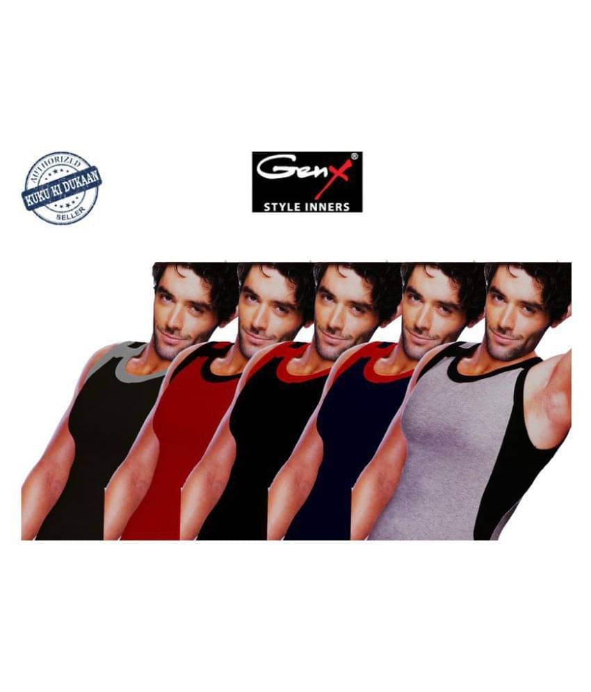 Genx Multi Sleeveless Vests Pack of 5 Genx Multi Sleeveless Vests Pack of 5