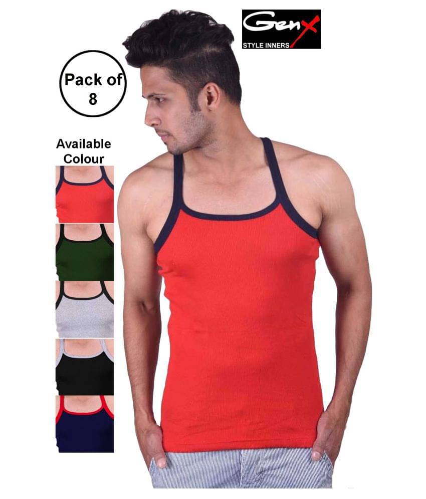 Genx Multi Sleeveless Vests Pack of 8 Genx Multi Sleeveless Vests Pack of 8