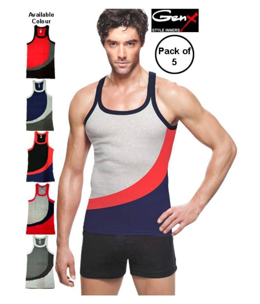 Genx Multi Sleeveless Vests Pack of 5 Genx Multi Sleeveless Vests Pack of 5