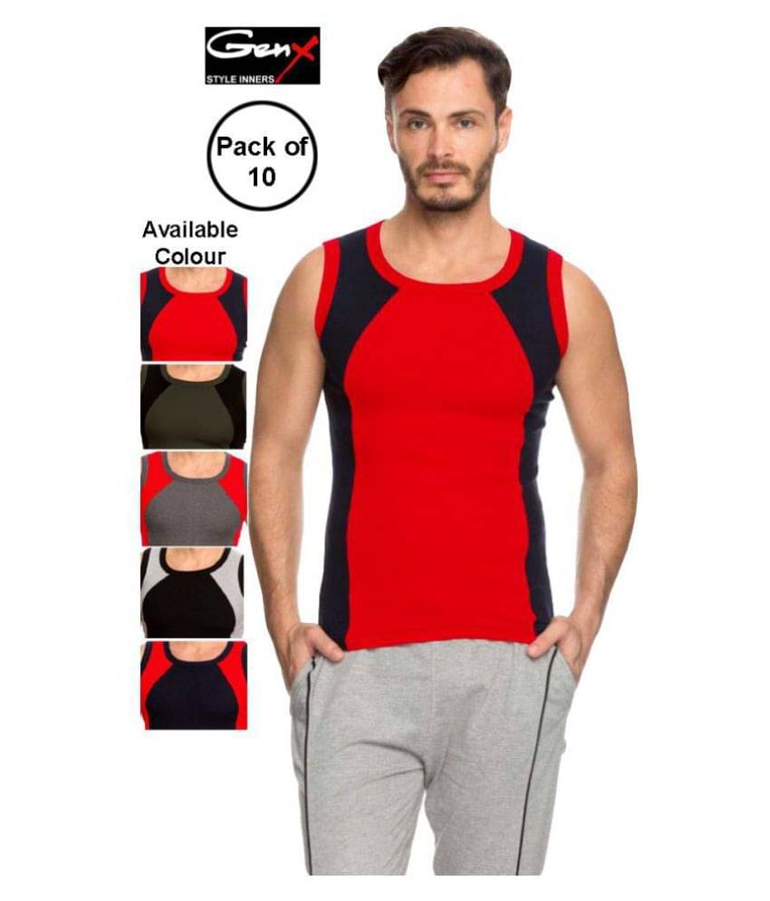 Genx Multi Sleeveless Vests Pack of 10 Genx Multi Sleeveless Vests Pack of 10