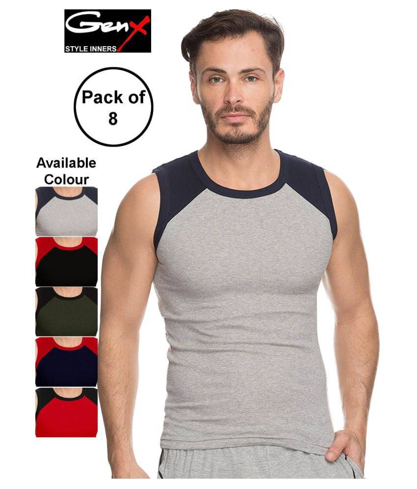     			Genx Multi Sleeveless Vests Pack of 8
