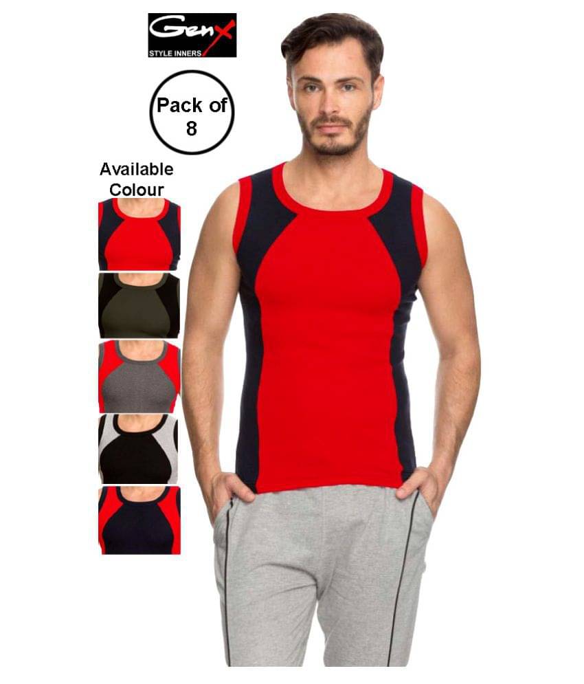 Genx Multi Sleeveless Vests Pack of 8 Genx Multi Sleeveless Vests Pack of 8