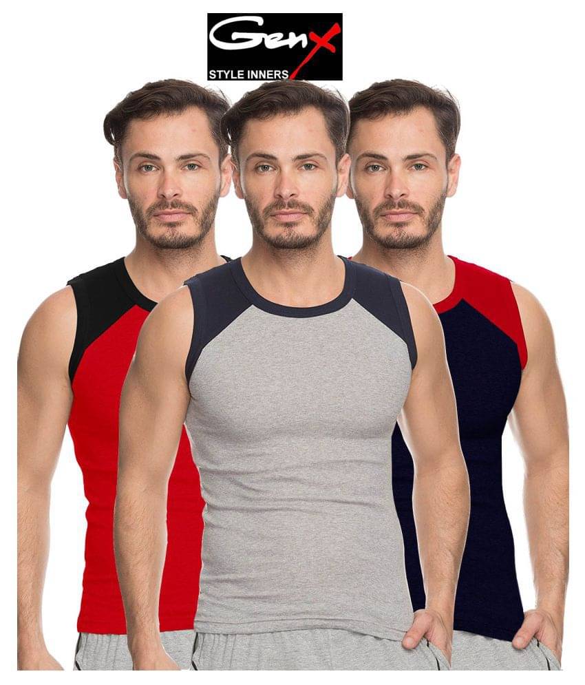     			Genx Multi Sleeveless Vests Pack of 3