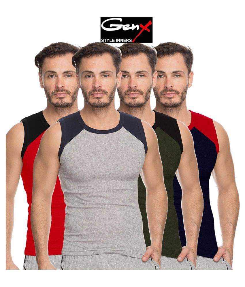 Genx Multi Sleeveless Vests Pack of 4 Genx Multi Sleeveless Vests Pack of 4
