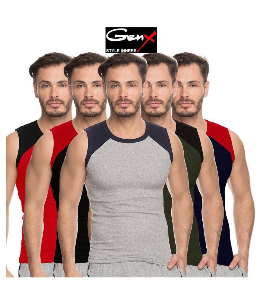 Genx Multi Sleeveless Vests Pack of 5 Genx Multi Sleeveless Vests Pack of 5