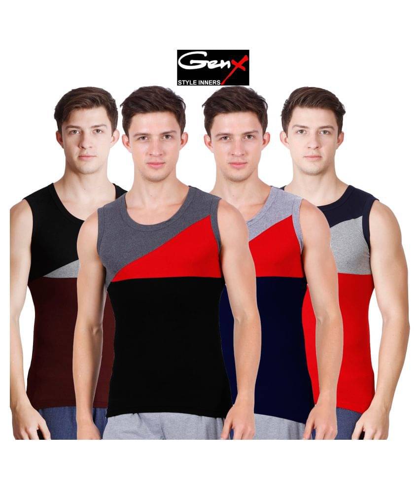 Genx Multi Sleeveless Vests Pack of 4 Genx Multi Sleeveless Vests Pack of 4
