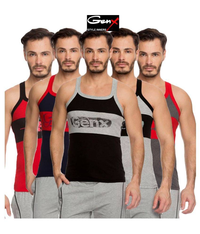     			Genx Multi Sleeveless Vests Pack of 5