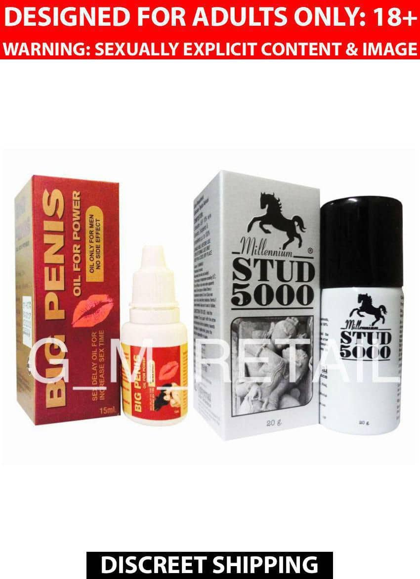 Big Penîs Power Massage Oil & Stud Spray For Men Oil 2 no.s Pack of 2