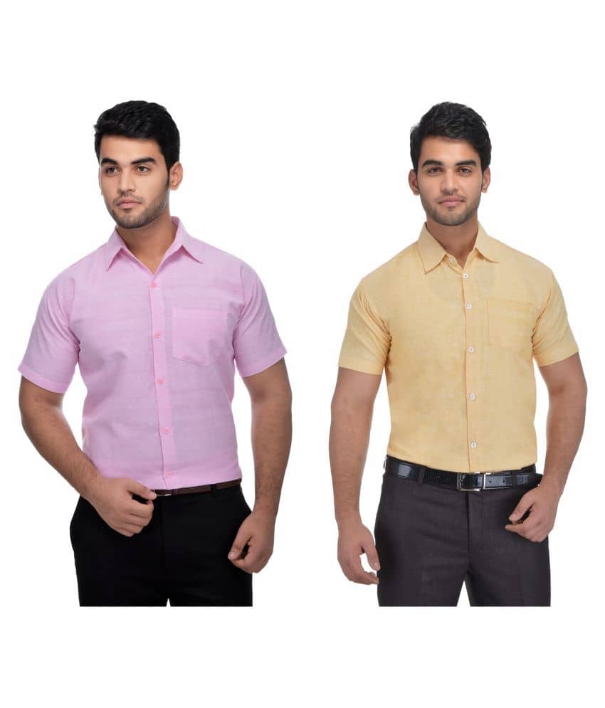 DESHBANDHU DBK Cotton Regular Fit Half Sleeves Men's Formal Shirt - Multi ( Pack of 2 )