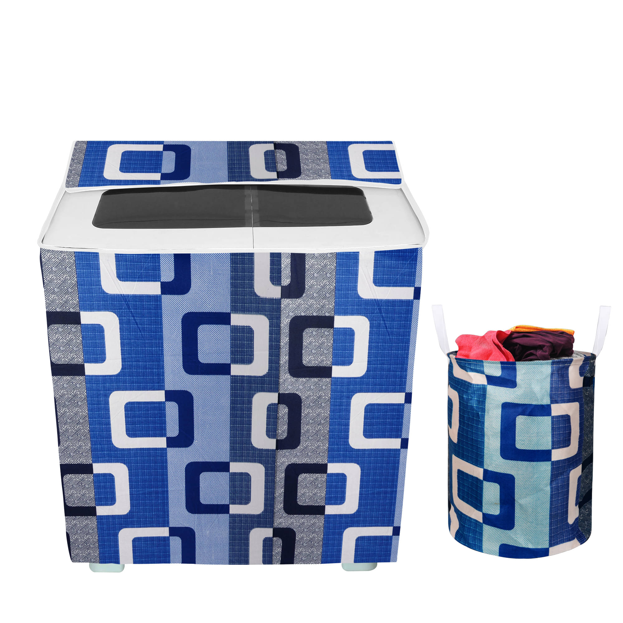 E-Retailer Set of 2 Polyester Blue Washing Machine Cover for Universal 8 kg Semi-Automatic E-Retailer Set of 2 Polyester Blue Washing Machine Cover for Universal 8 kg Semi-Automatic
