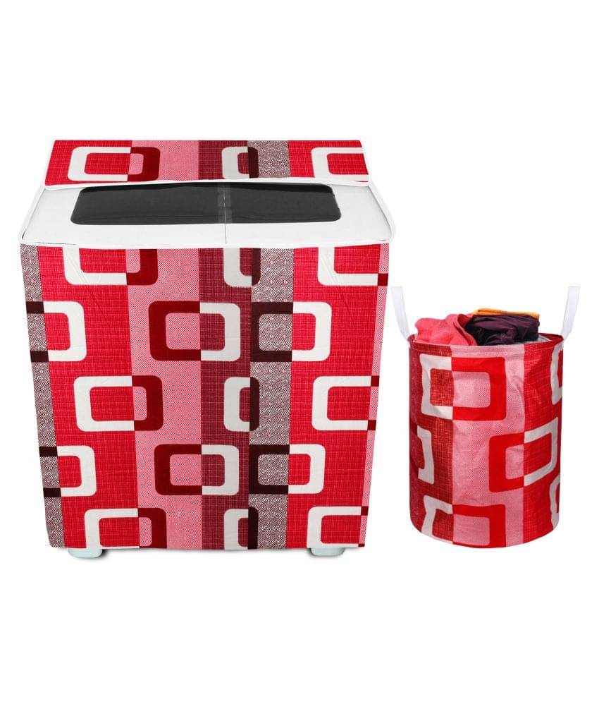     			E-Retailer Set of 2 Polyester Purple Washing Machine Cover for Universal 8 kg Semi-Automatic