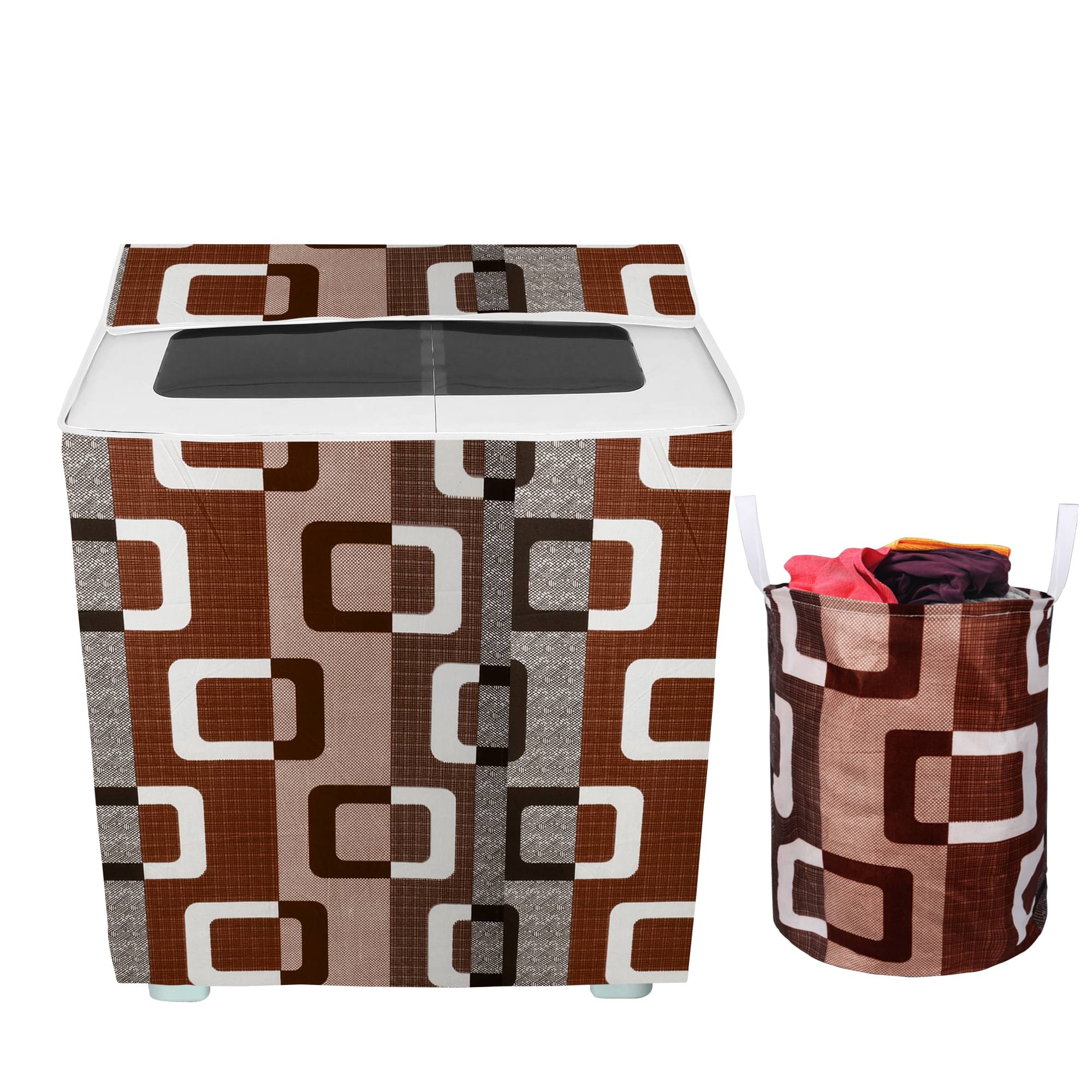 E-Retailer Set of 2 Polyester Brown Washing Machine Cover for Universal 8 kg Semi-Automatic E-Retailer Set of 2 Polyester Brown Washing Machine Cover for Universal 8 kg Semi-Automatic