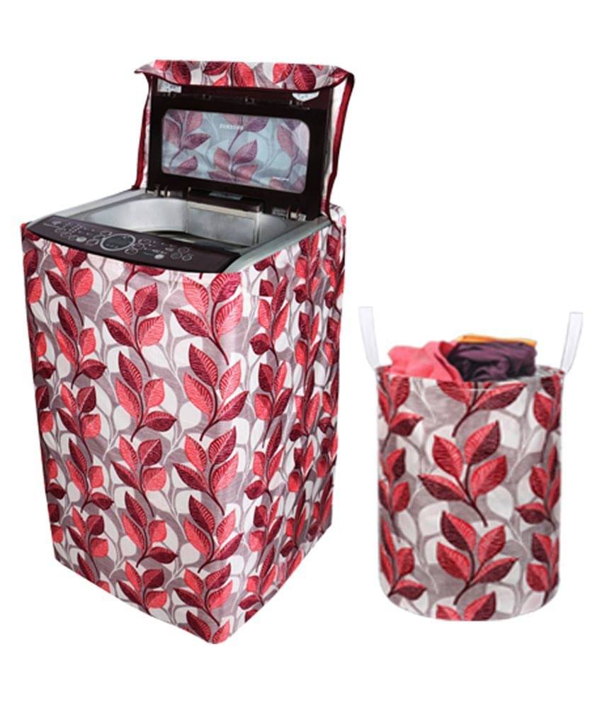     			E-Retailer Set of 2 Polyester Red Washing Machine Cover for Universal 8 kg Top Load
