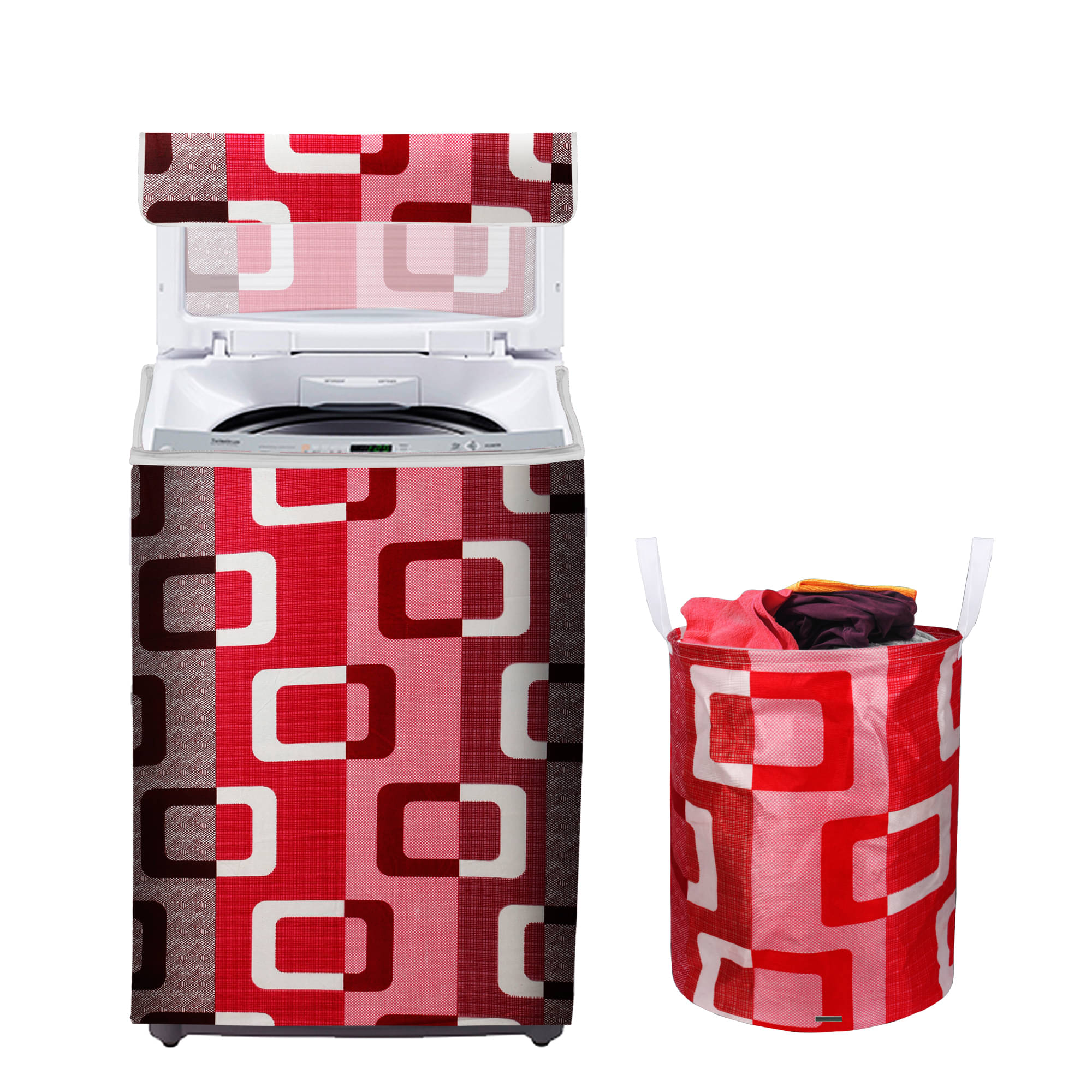     			E-Retailer Set of 2 Polyester Purple Washing Machine Cover for Universal 8 kg Top Load