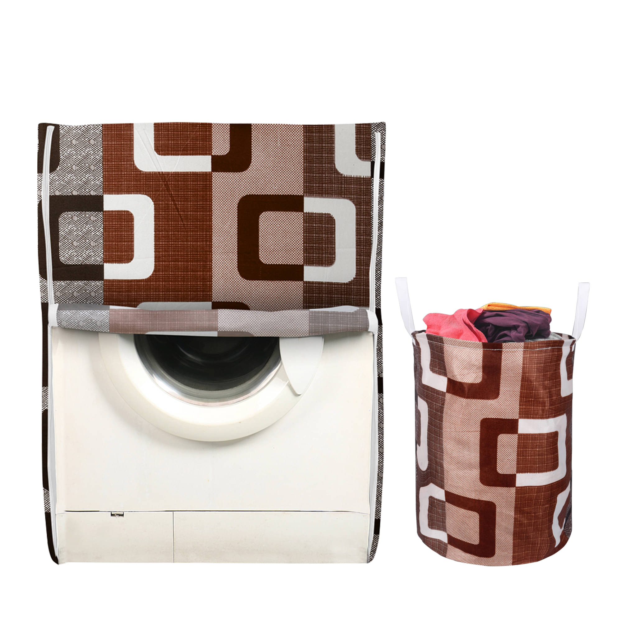 E-Retailer Set of 2 Polyester Brown Washing Machine Cover for Universal 8 kg Front Load E-Retailer Set of 2 Polyester Brown Washing Machine Cover for Universal 8 kg Front Load