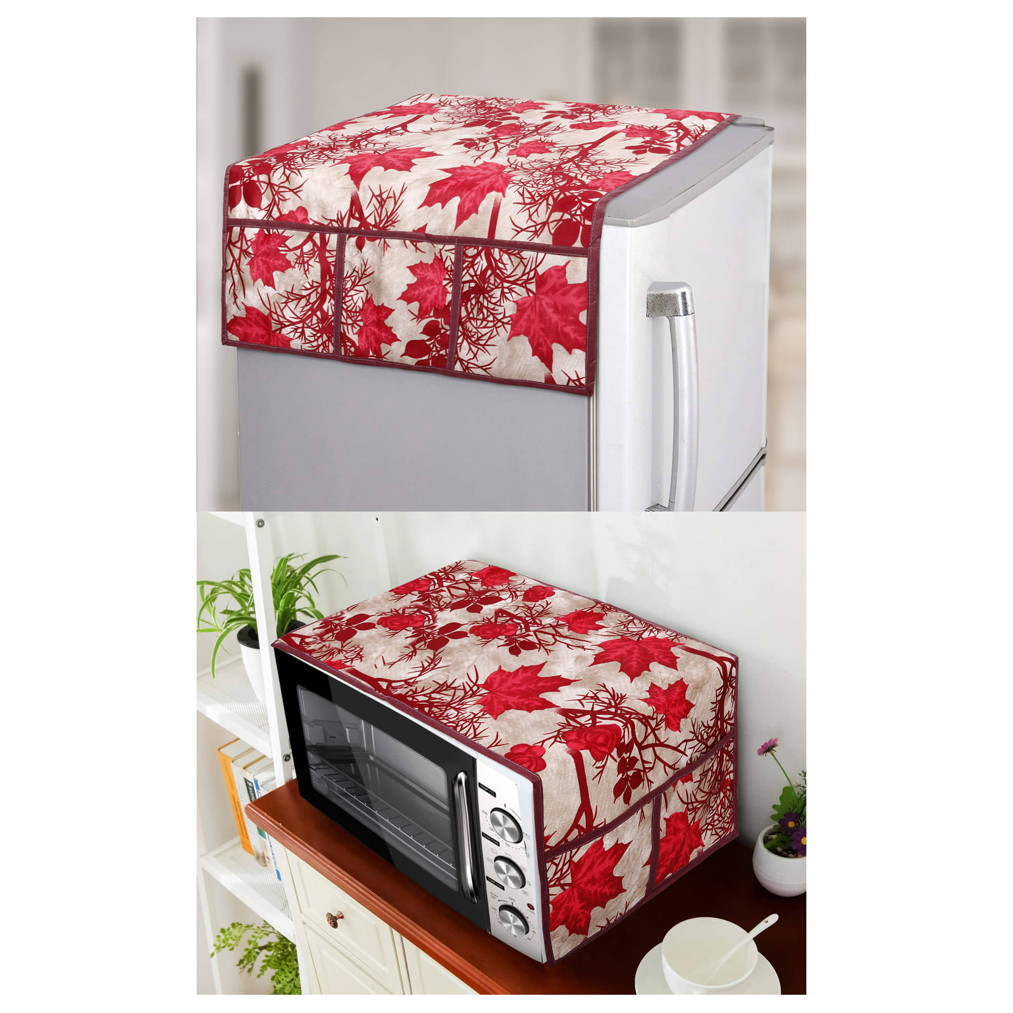 E-Retailer - Multicolor Polyester Fridge  Top Cover (Pack of 2)