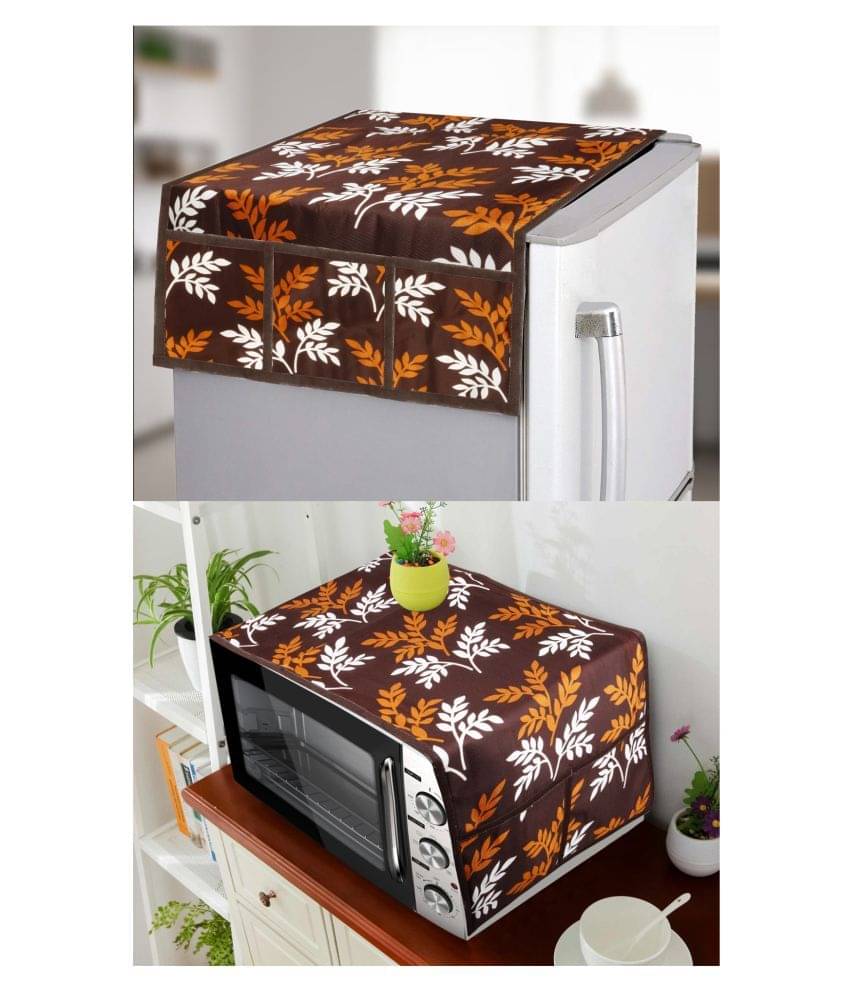 E-Retailer Set of 2 Polyester Brown Fridge Top Cover     			E-Retailer Set of 2 Polyester Brown Fridge Top Cover