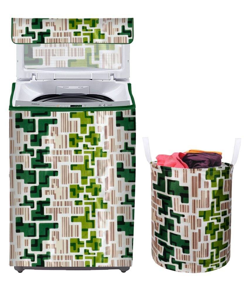 E-Retailer Set of 2 Polyester Green Washing Machine Cover for Universal 8 kg Top Load E-Retailer Set of 2 Polyester Green Washing Machine Cover for Universal 8 kg Top Load