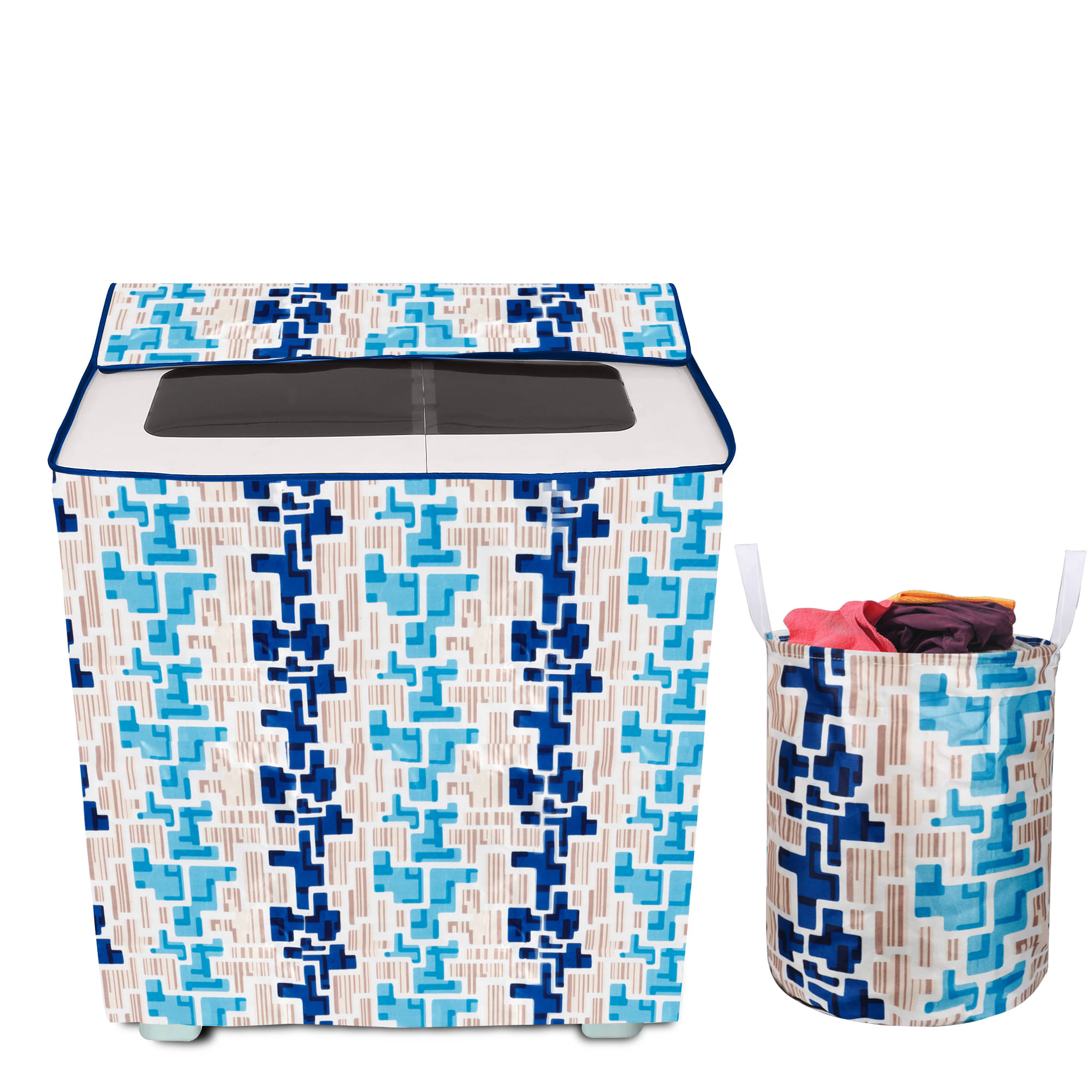 E-Retailer Set of 2 Polyester Blue Washing Machine Cover for Universal 8 kg Semi-Automatic E-Retailer Set of 2 Polyester Blue Washing Machine Cover for Universal 8 kg Semi-Automatic