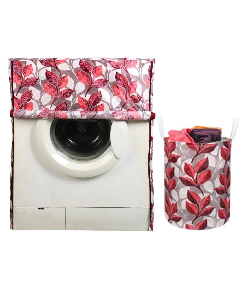     			E-Retailer Set of 2 Polyester Red Washing Machine Cover for Universal 8 kg Front Load