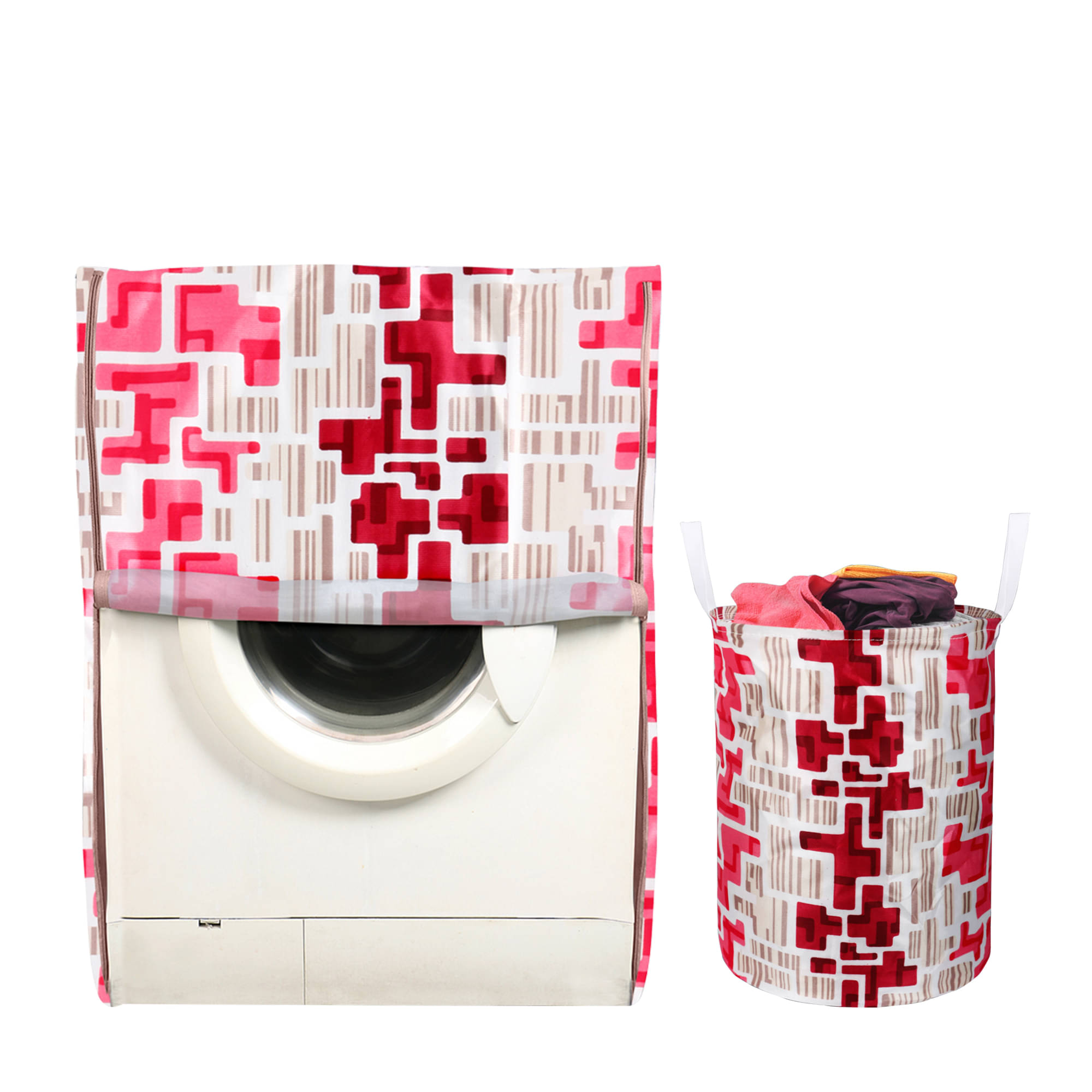 E-Retailer Set of 2 Polyester Red Washing Machine Cover for Universal 8 kg Front Load E-Retailer Set of 2 Polyester Red Washing Machine Cover for Universal 8 kg Front Load