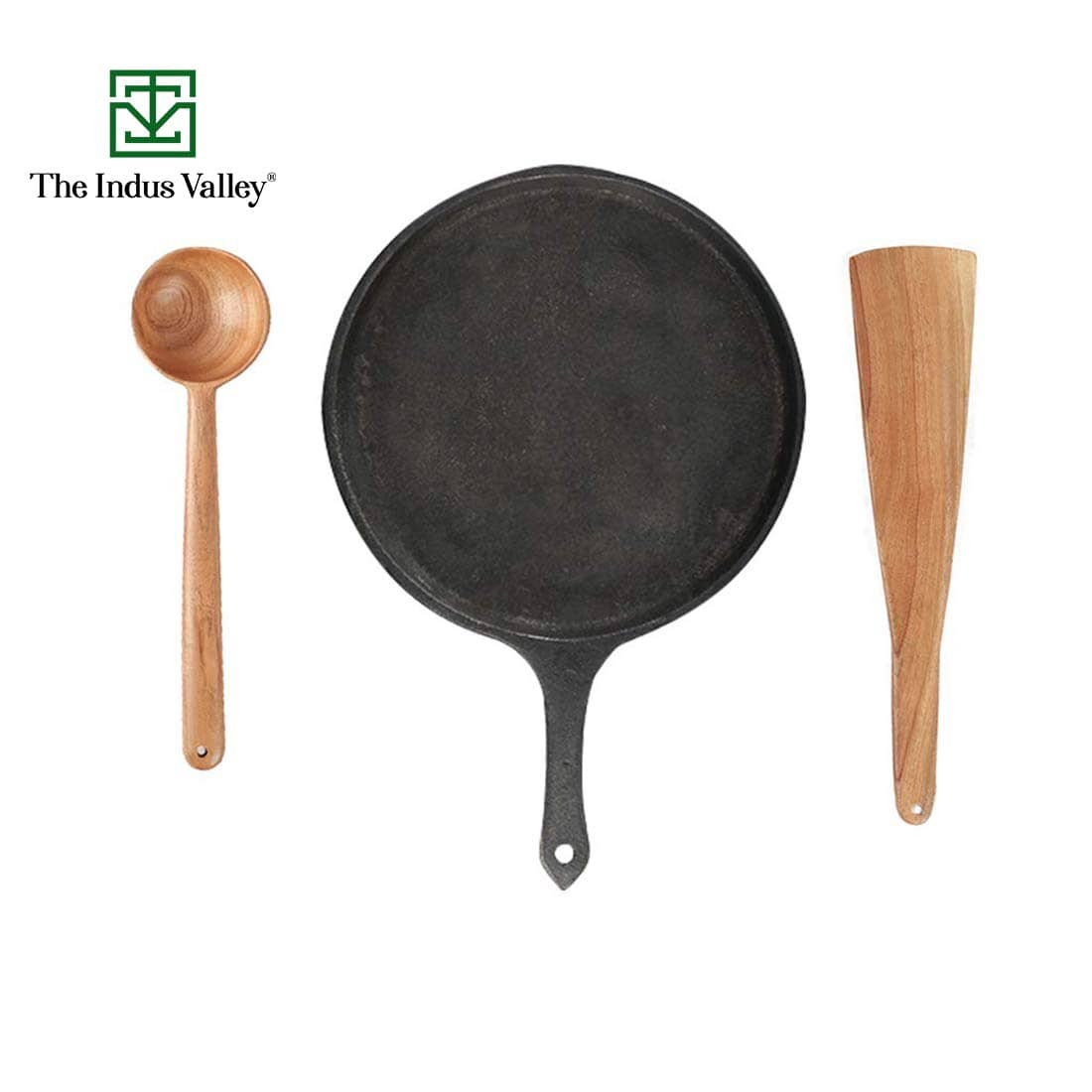 The Indus Valley Flip Spatula+Stirrer Spoon+Cast Iron Tawa - Cookware | Buy online on ZillyBuy