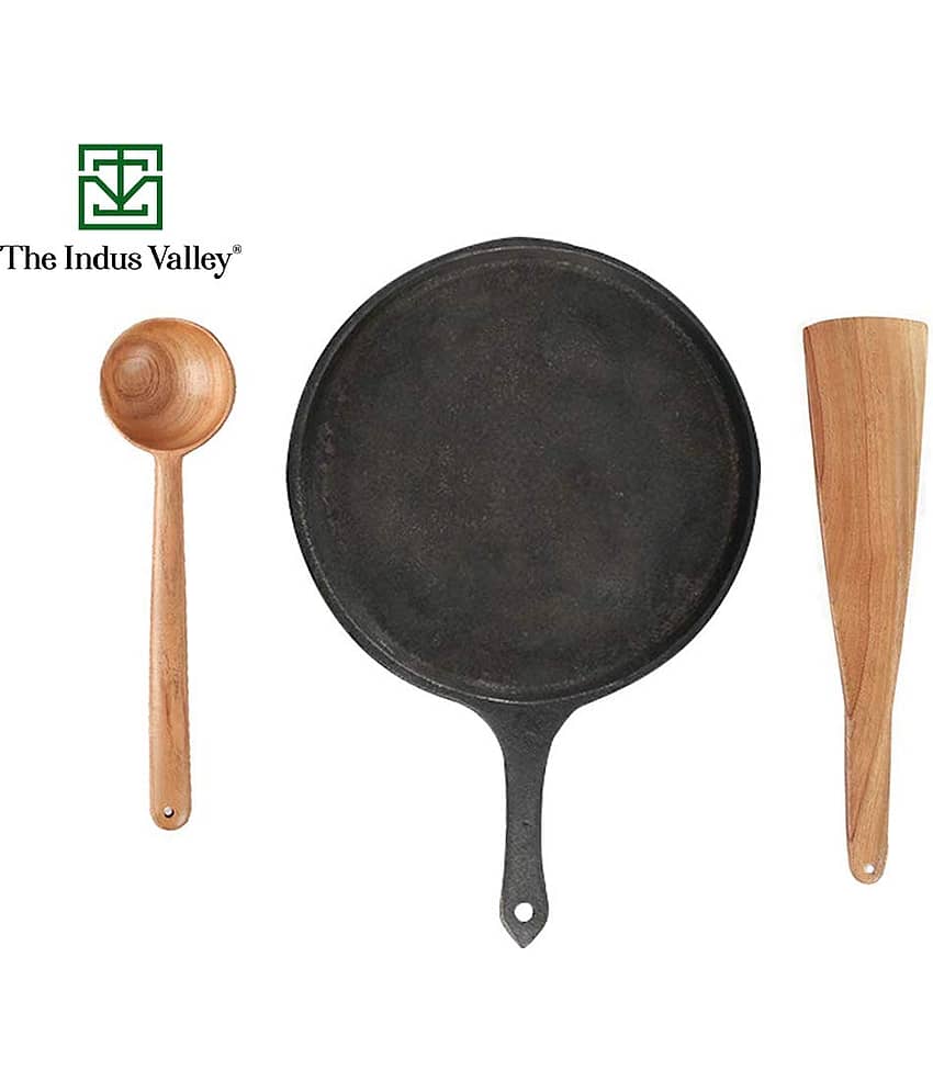The Indus Valley Flip Spatula+Stirrer Spoon+Cast Iron Tawa - Cookware | Buy online on ZillyBuy