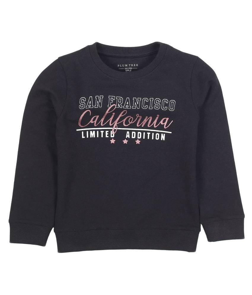     			PLUM TREE Single Girls Cotton Blend Sweatshirt ( Black )