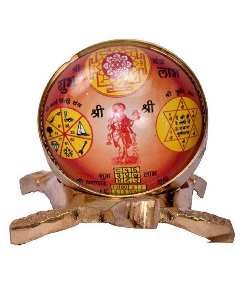     			Rudra Divine Brass Golden Metal Vaastu / Fengshui Kachuaa / Tortoise / Turtle for Good Luck with Inbuilt Shriyantra, Shri Kuberyantra, Shri Sarv Karya Siddhi Yantra, and Shri Vyapar Vridhi Yantra with Goddess Lakshmi /Home / Office  Size 8.5 x 6 cm |