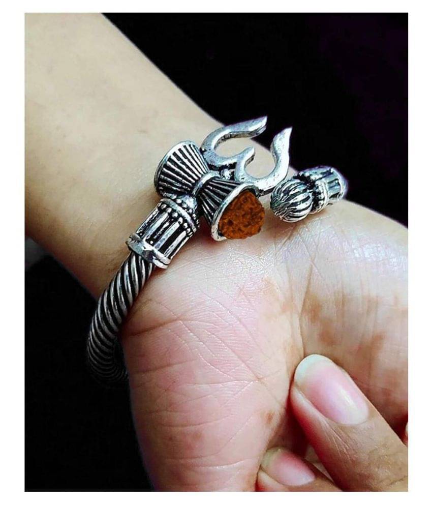     			YUKTI Adjustable Bahubali Kada Mahakal Kada Bracelet Band Studded With Rudraksha Shiv Shankar Kada For Men Boys Girls