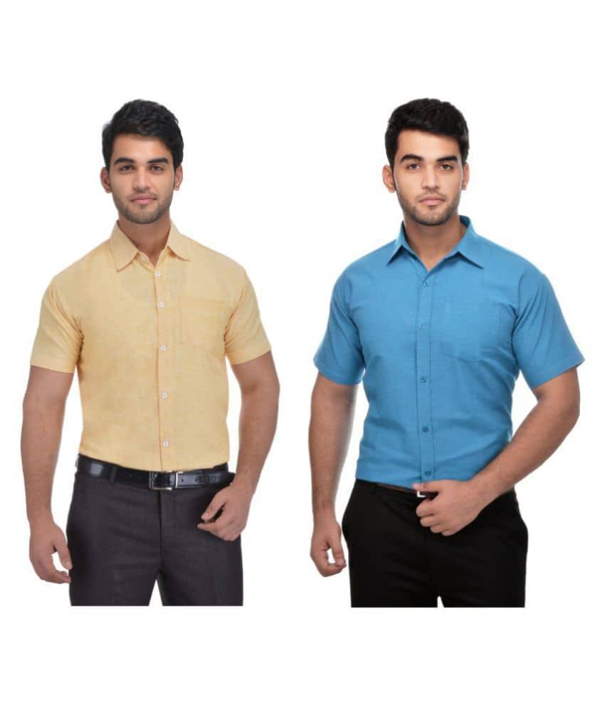 DESHBANDHU DBK Cotton Regular Fit Half Sleeves Men's Formal Shirt - Multi ( Pack of 2 )