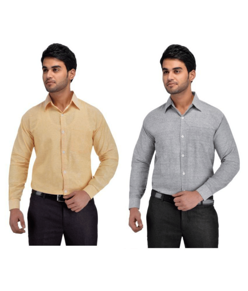 DESHBANDHU DBK Cotton Regular Fit Full Sleeves Men's Formal Shirt - Multi ( Pack of 2 )