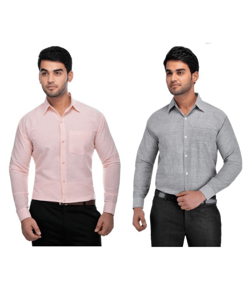 DESHBANDHU DBK Cotton Regular Fit Full Sleeves Men's Formal Shirt - Multi ( Pack of 2 )