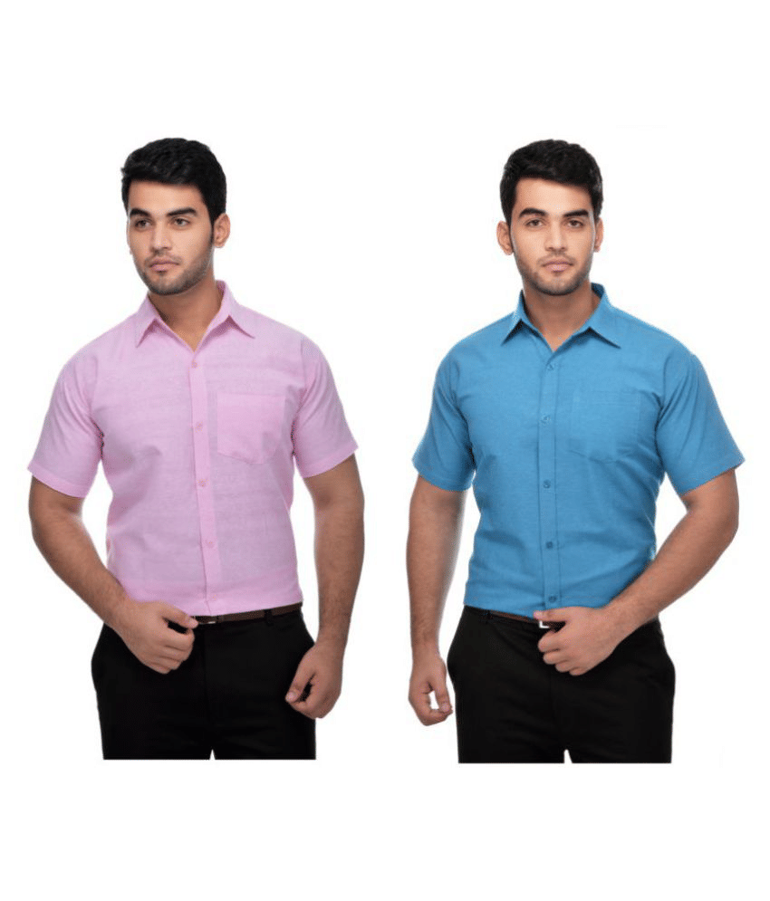 DESHBANDHU DBK Cotton Regular Fit Half Sleeves Men's Formal Shirt - Multi ( Pack of 2 )