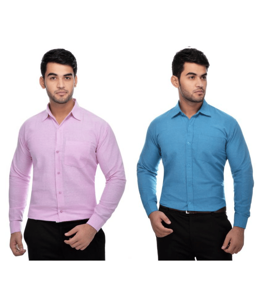 DESHBANDHU DBK Cotton Regular Fit Full Sleeves Men's Formal Shirt - Multi ( Pack of 2 )