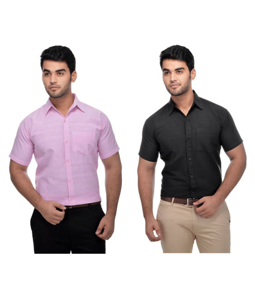 DESHBANDHU DBK Cotton Regular Fit Half Sleeves Men's Formal Shirt - Multi ( Pack of 2 )