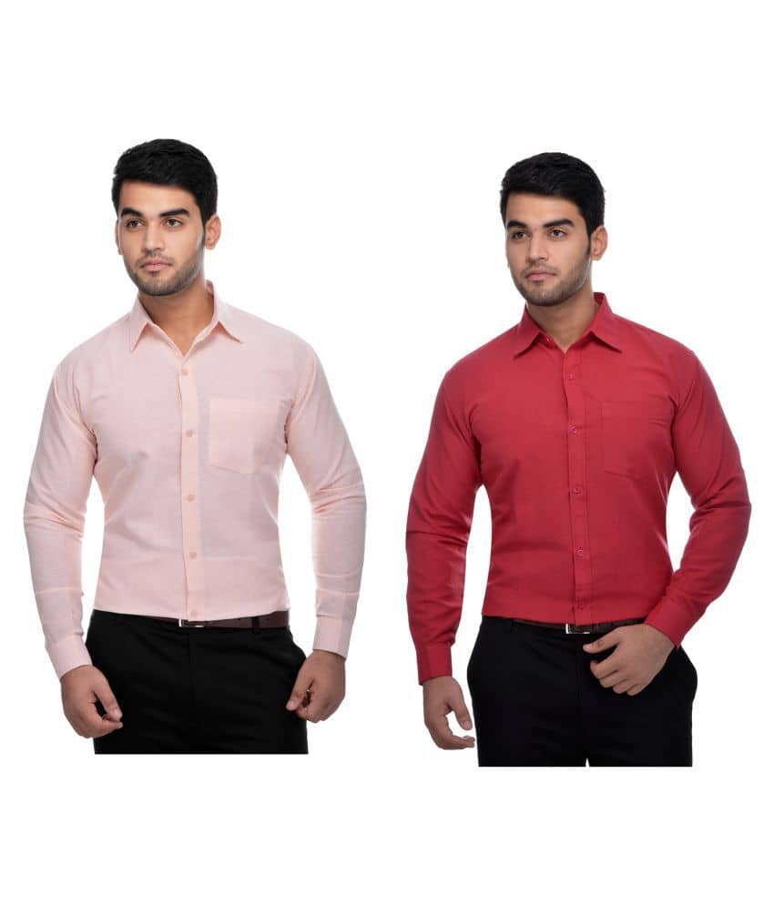 DESHBANDHU DBK Cotton Regular Fit Full Sleeves Men's Formal Shirt - Multi ( Pack of 2 )