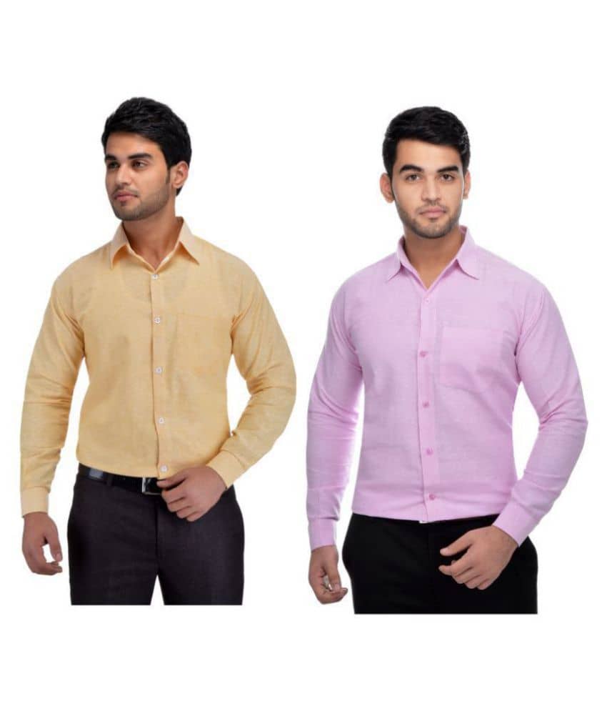 DESHBANDHU DBK Cotton Regular Fit Full Sleeves Men's Formal Shirt - Multi ( Pack of 2 )